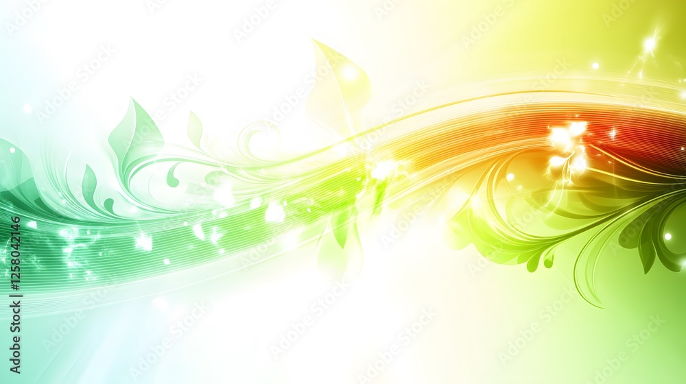 Abstract Green Yellow Floral Wave Background Design Abstract Green Yellow Floral Wave Background Design