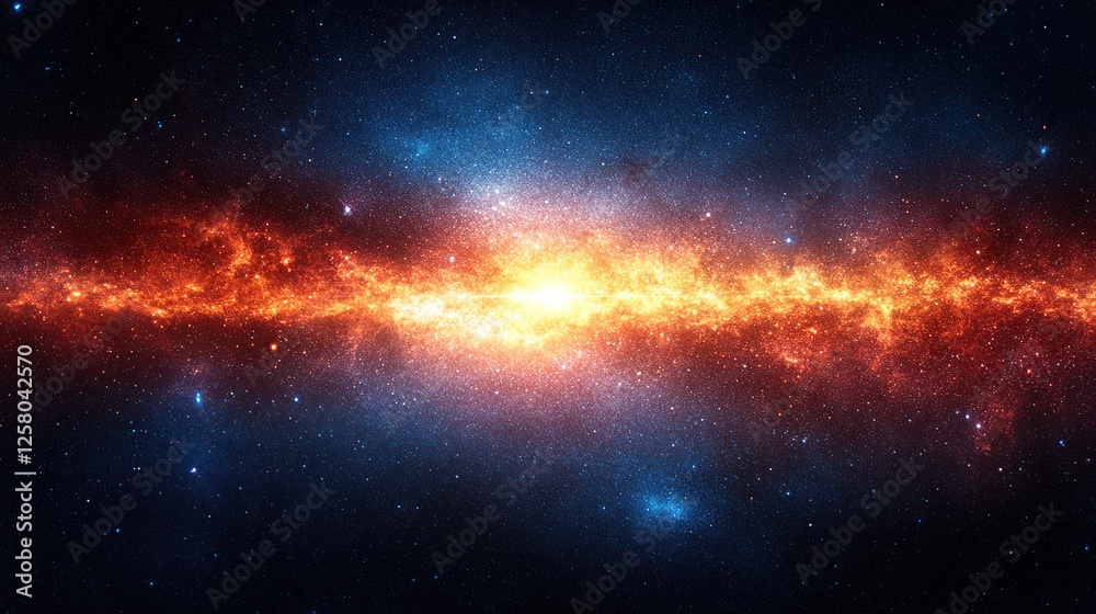 Cosmic Nebula fiery galactic core, star cluster background, space exploration Cosmic Nebula fiery galactic core, star cluster background, space exploration