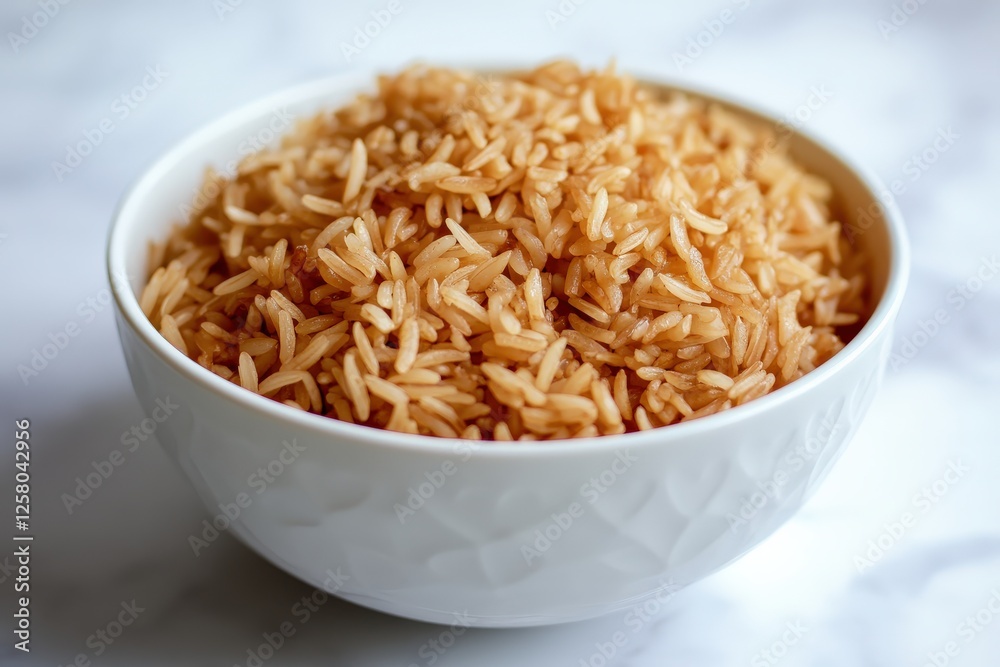 Brown Basmati Rice in White Bowl on White Background. Healthy and Natural Aliment Brown Basmati Rice in White Bowl on White Background. Healthy and Natural Aliment