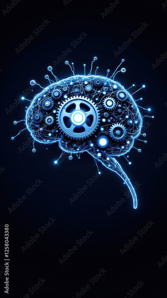 A futuristic graphic representation of an artificial intelligence or advanced human-like brain with digital elements integrated into its design. A futuristic graphic representation of an artificial intelligence or advanced human-like brain with digital elements integrated into its design.