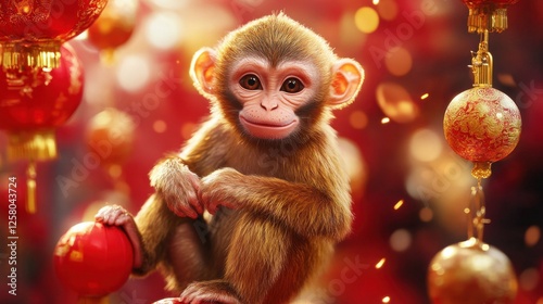 chinese new year decoration with golden monkey photo