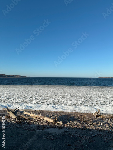 snowy seashore in January, Ukraine, Kyiv