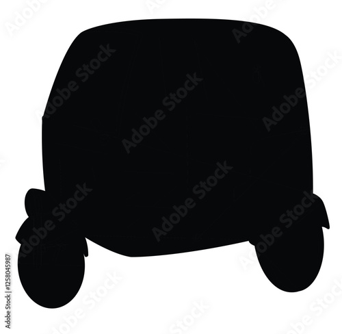 Cute cartoon hand drawn vector auto rickshaw silhouette.
