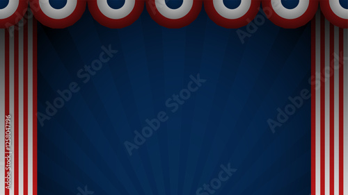 America gradient template background with empty space on blue