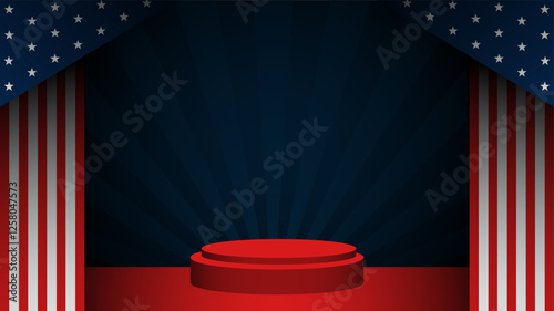 United States of America gradient template background with podium and flag