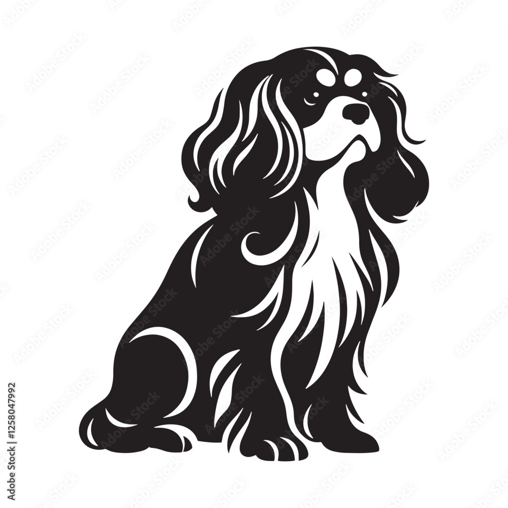 Fototapeta premium Minimalist Maltese silhouette featuring a balanced composition - Maltese illustration - minimal Maltese vector - dog silhouette 