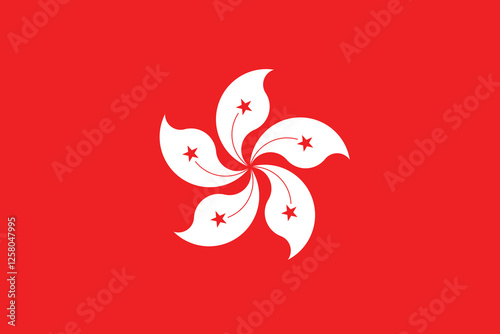 Flag of Hong Kong. Hong Kong flag official colors and proportion digital vector illustration
