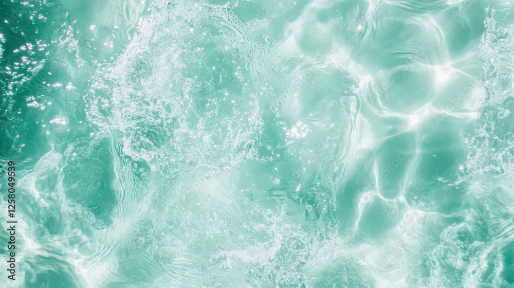 Obraz premium An abstract view of a turquoise water surface, featuring gentle ripples and soft reflections, evoking a sense of calmness and tranquility in nature's beauty.