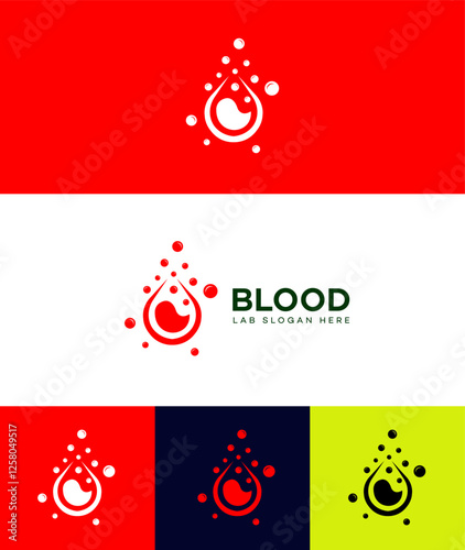 Blood Donation Logo Design Red Drop, Bubbles, Health