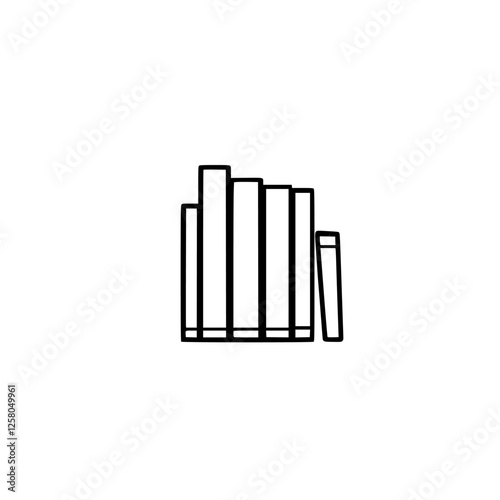 Minimalist illustration of a stack of books in black outline against white, creating a simple, yet elegant impression.