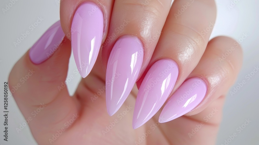 Stylish hand with long, pointed pink nails showcasing modern nail art. Stylish hand with long, pointed pink nails showcasing modern nail art.