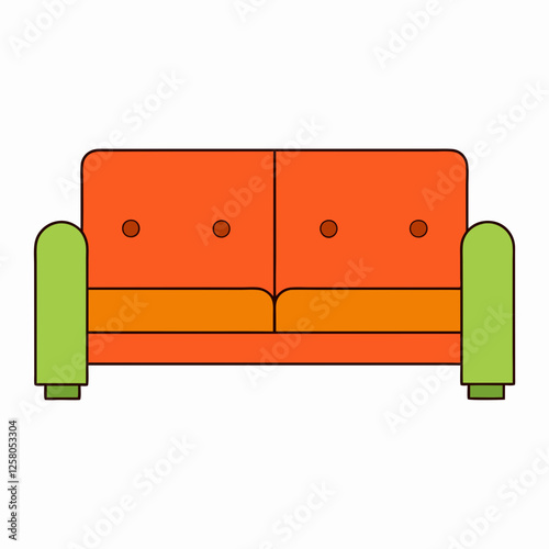 Playful Colorful Sofa Icon vector for Home Decor Branding.