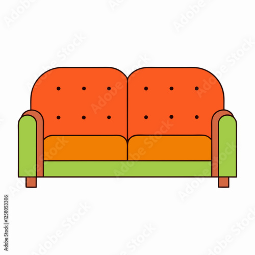 Playful Colorful Sofa Icon vector for Home Decor Branding.