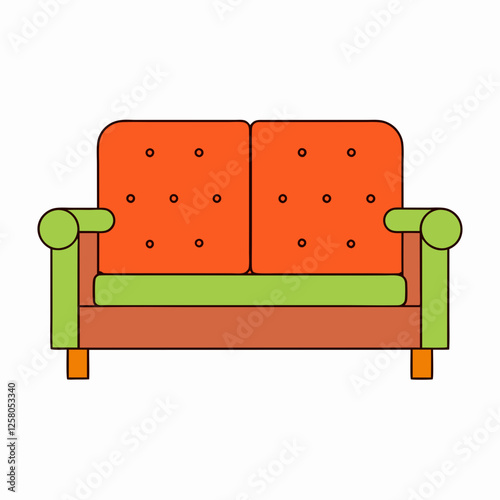 Playful Colorful Sofa Icon vector for Home Decor Branding.