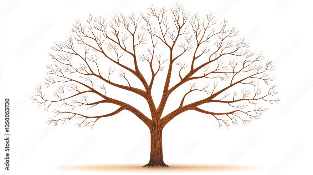 Obraz premium detailed, isolated tree with long, crooked branches and no leaves, evoking haunting atmosphere