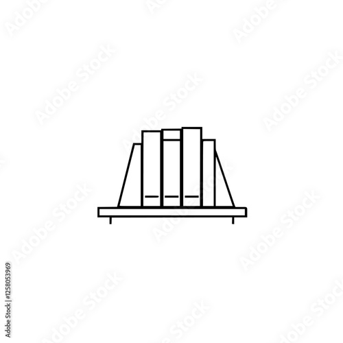 Bookshelf: Simple minimalist book arrangement on a shelf. A drawing with a minimalistic white and black style.