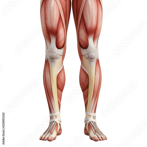 Detailed leg musculature anatomy showcasing muscle structure and form