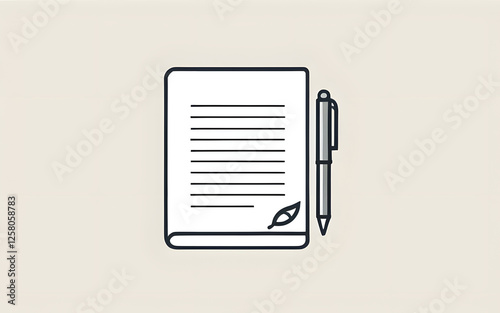 Minimalist Pen and Paper Icon Representing Writing, Organization, and Idea Creation