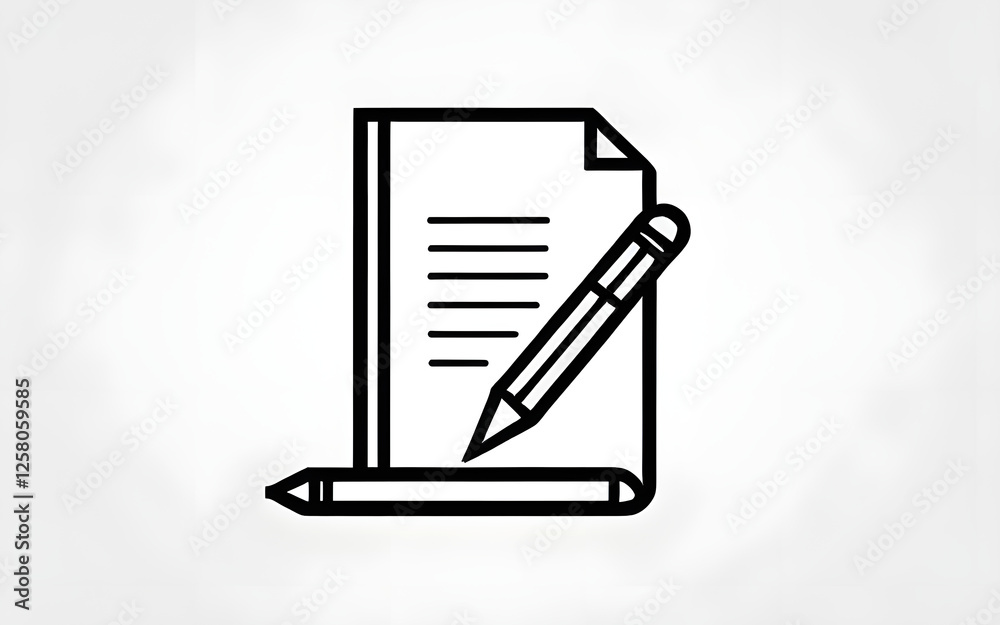 Pen and Paper Icon for Writing Ideas, Notes, and Creative Projects