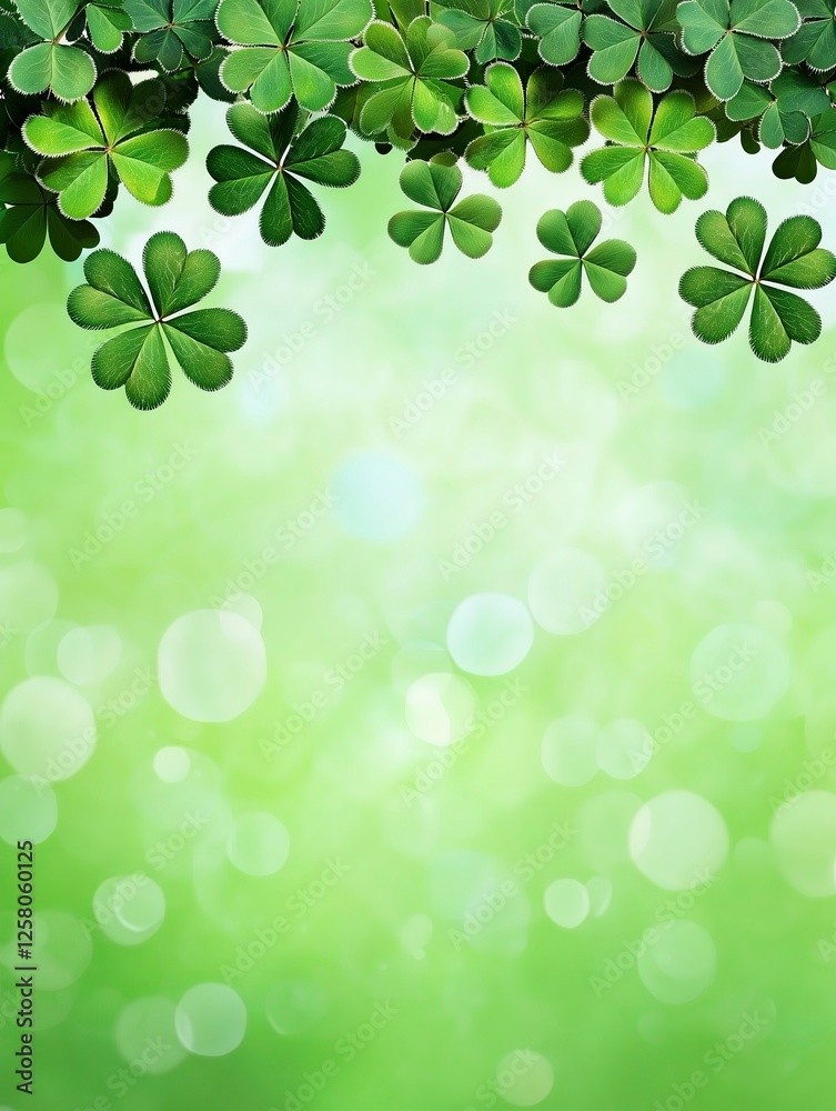 Lush green background adorned with clovers, creating a fresh and vibrant atmosphere. Lush green background adorned with clovers, creating a fresh and vibrant atmosphere.