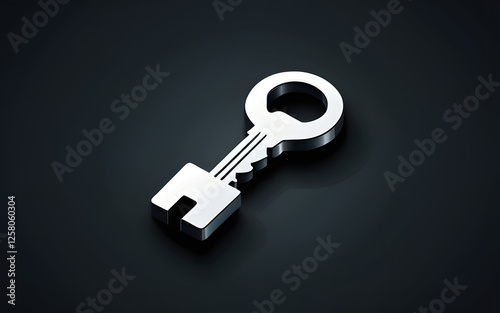 Modern Key Icon for Unlocking Security, Solutions, and New Opportunities