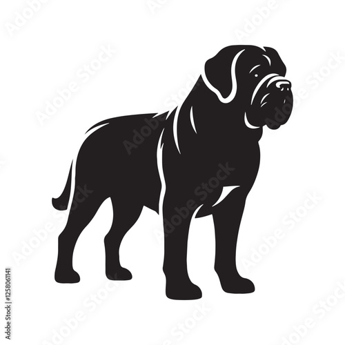 Creative Mastiff silhouette capturing its calm and composed stance - Mastiff illustration - minimal Mastiff vector - dog silhouette
