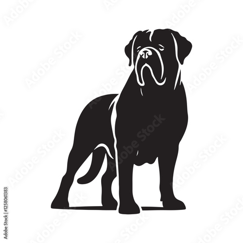 Strong and confident Mastiff silhouette designed for impact - Mastiff illustration - minimal Mastiff vector - dog silhouette
