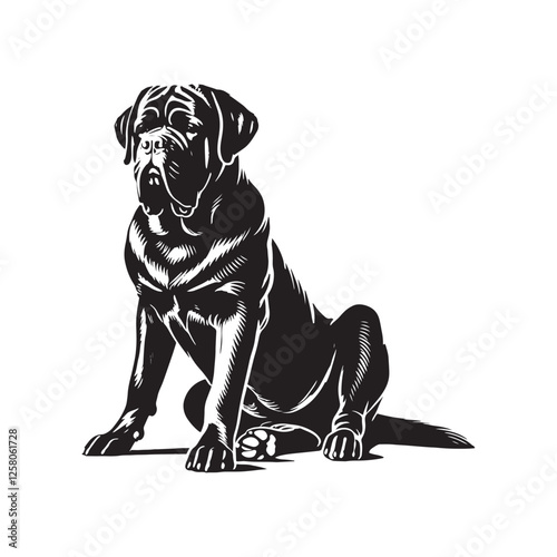 Modern Mastiff silhouette with smooth lines and clear definition - Mastiff illustration - minimal Mastiff vector - dog silhouette
