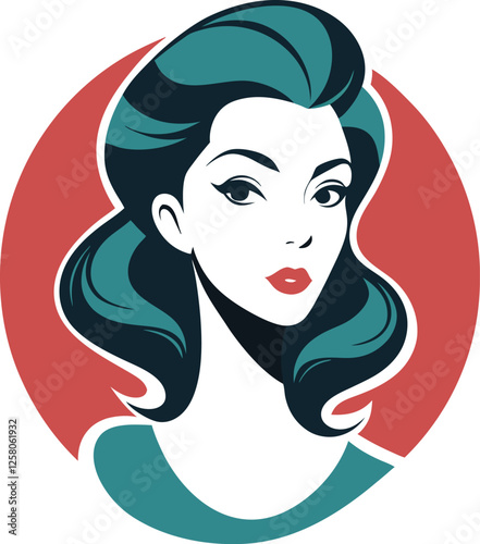 beautiful women head silhouette on retro vintage