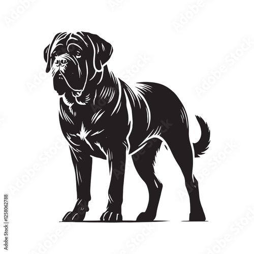 Minimalist Mastiff silhouette capturing its powerful posture - Mastiff illustration - minimal Mastiff vector - dog silhouette
