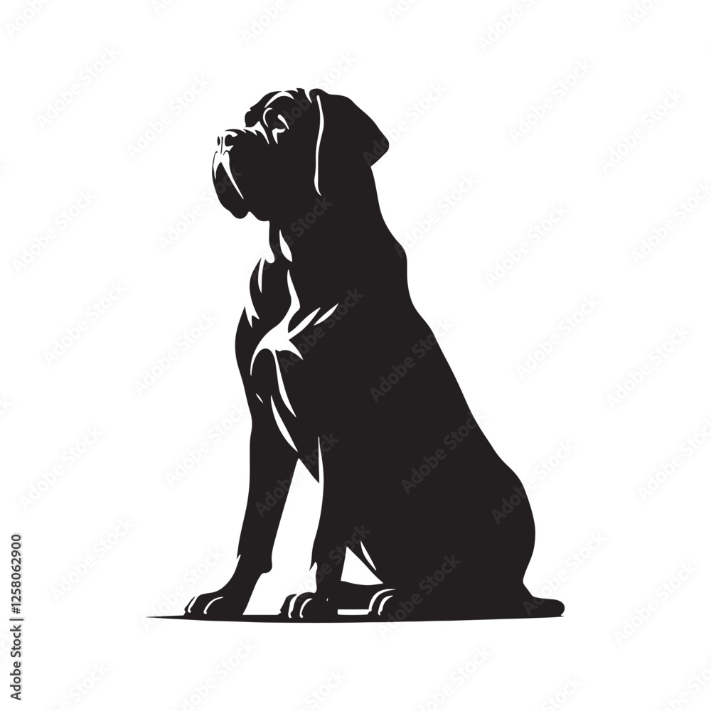 Obraz premium Bold Mastiff silhouette highlighting its confident presence - Mastiff illustration - minimal Mastiff vector - dog silhouette 