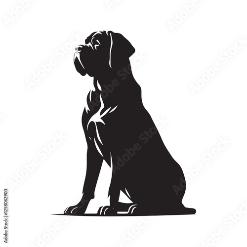Bold Mastiff silhouette highlighting its confident presence - Mastiff illustration - minimal Mastiff vector - dog silhouette
