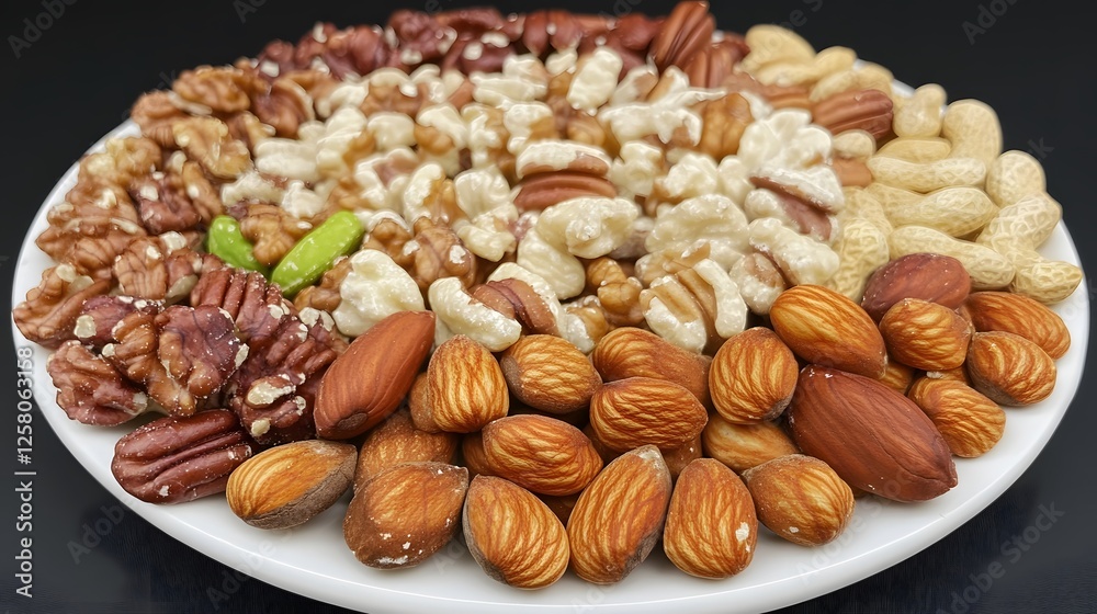 Assorted Nuts Mix Closeup Studio Shot, Almonds, Walnuts, Pecans, Peanuts Assorted Nuts Mix Closeup Studio Shot, Almonds, Walnuts, Pecans, Peanuts