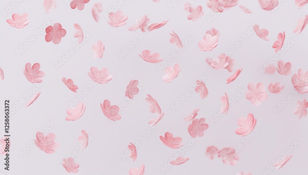 Delicate pink petals gently falling through the air Delicate pink petals gently falling through the air