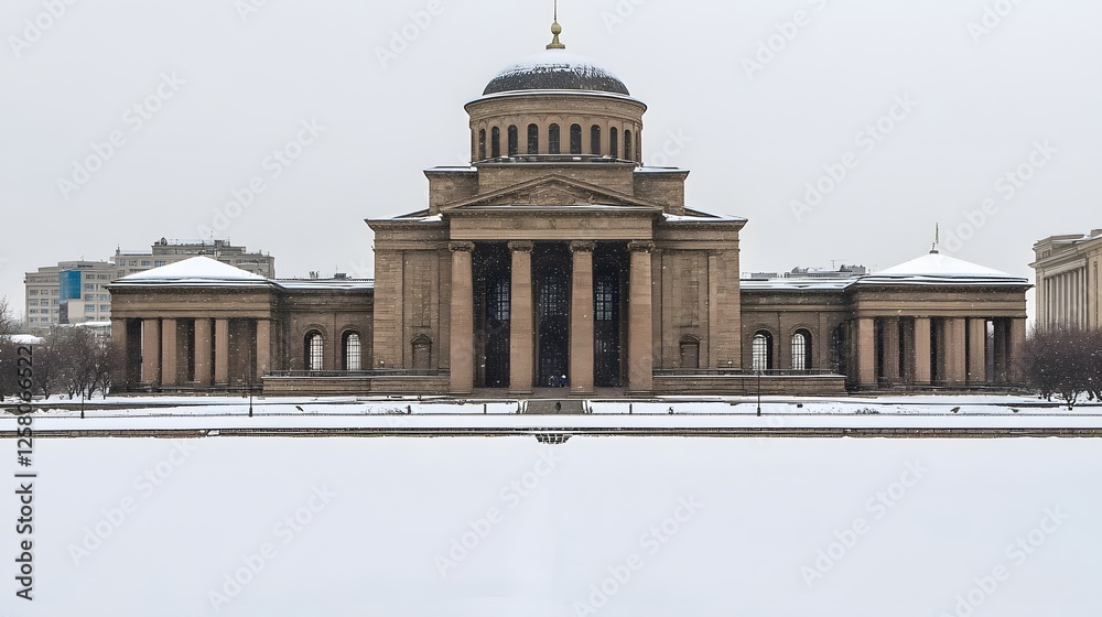 Obraz premium Majestic Winter Palace Building Snow Scene