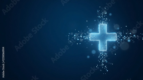Abstract Glowing Medical Cross Made from Lines and Particles for National Doctors' Day