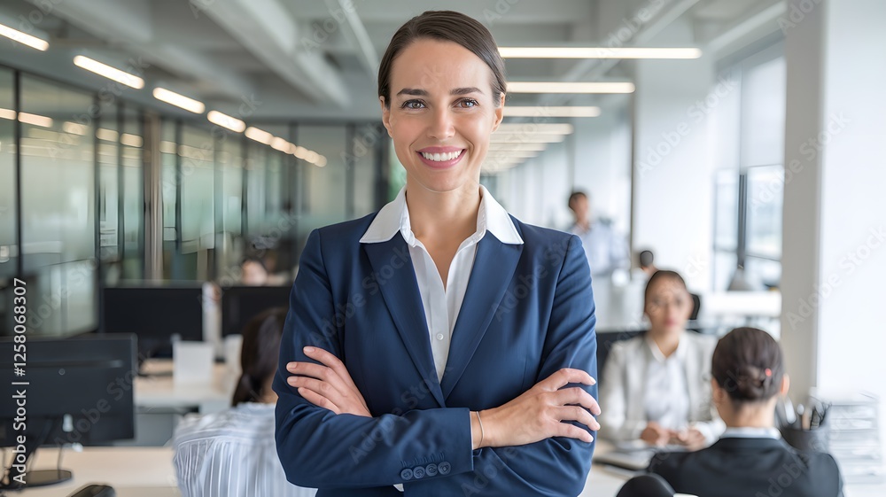 Confident Businesswoman Portrait Professional Office Setting Successful Leader Modern Workplace Executive Female Entrepreneur Strong Woman Corporate Attire Blue Suit Smiling Happy Positive Attitude Confident Businesswoman Portrait Professional Office Setting Successful Leader Modern Workplace Executive Female Entrepreneur Strong Woman Corporate Attire Blue Suit Smiling Happy Positive Attitude