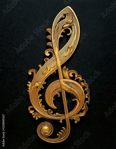 sol g clef treble solfège music note musical symbol sign key metal metallic gold golden icon antique aesthetic