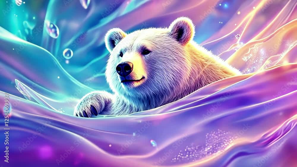 Bear against finnish flag background - finnish nature and wildlife symbolism