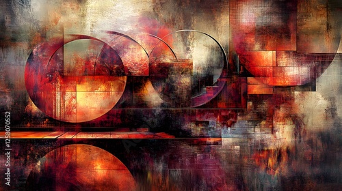 Abstract Geometric Art Red Orange Brown Circles