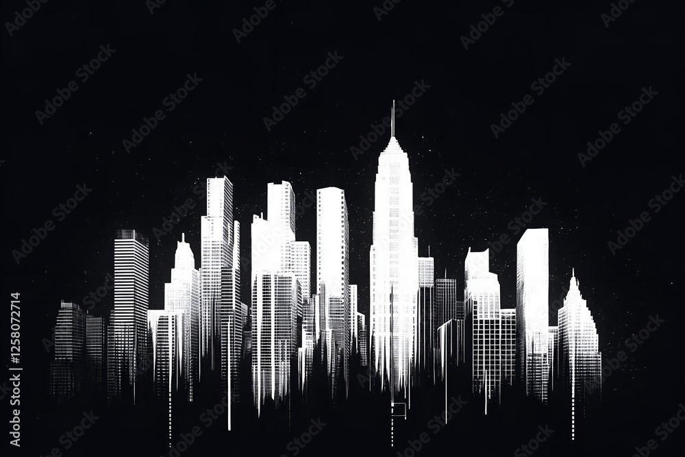 Obraz premium A Digital Skyline in High Contrast