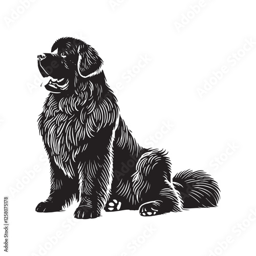 Artistic Newfoundland silhouette displaying strength and loyalty - Newfoundland illustration - minimal Newfoundland vector - dog silhouette
