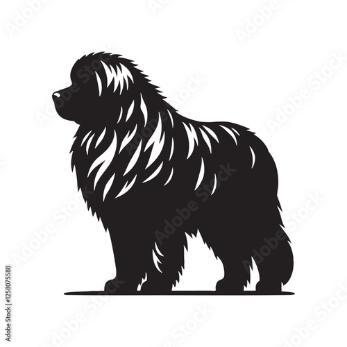 Minimalist Newfoundland silhouette with a refined and balanced design - Newfoundland illustration - minimal Newfoundland vector - dog silhouette
