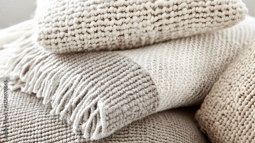 Textured Neutral Knitted Throw Pillows Cozy Home Decor Textured Neutral Knitted Throw Pillows Cozy Home Decor