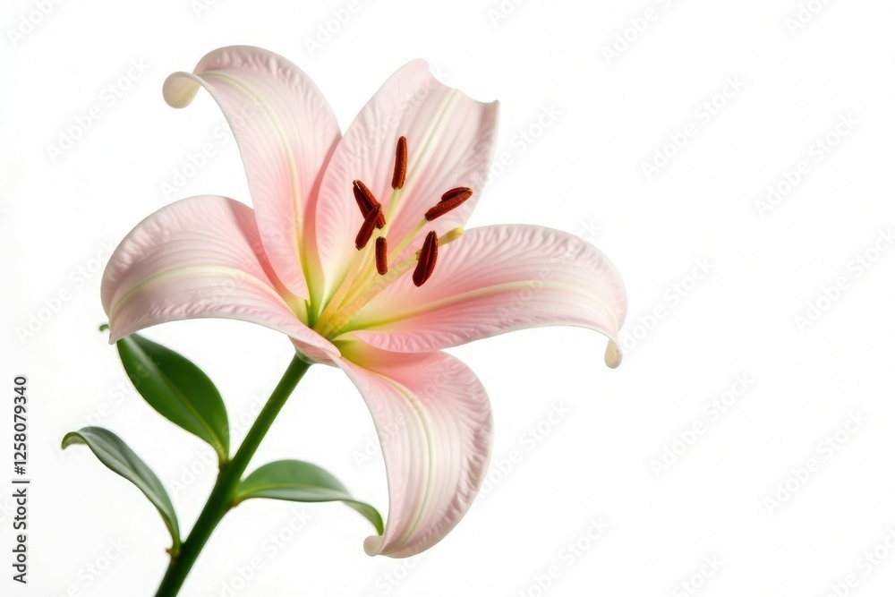 Naklejka premium Delicate lily flower isolated on white background, delicate, lily, isolated flowers
