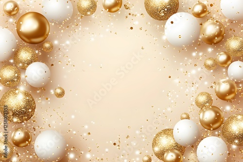 Elegant Gold and White Christmas Balls Festive Background