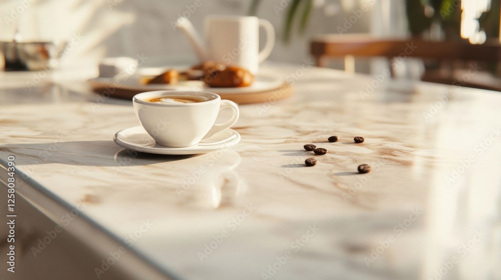 Warm morning café scene. Warm morning café scene.