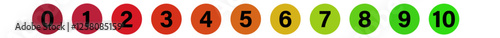 Collection of isolated round number icons from 0 to 10 from green to red for any use
