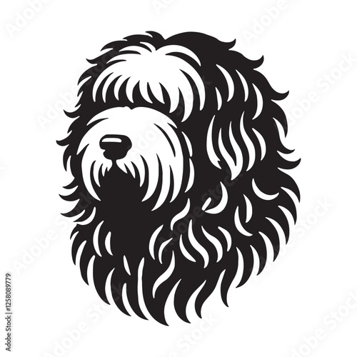 Timeless Old English Sheepdog silhouette with a neat, balanced look - Old English Sheepdog illustration - minimal Old English Sheepdog vector