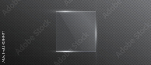 Flat glass plate, transparent banners, realistic screen glass, window mockup, clear glass showcase, glossy plastic glare frame, acrylic with glares and light, clear rectangular plate, plexiglas, 3d 